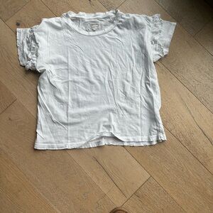 White Ruffle Sleeve T-Shirt